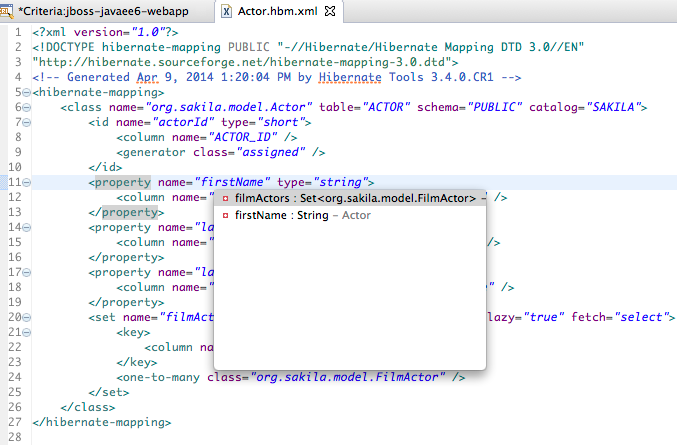 features hibernate hbmxml editor