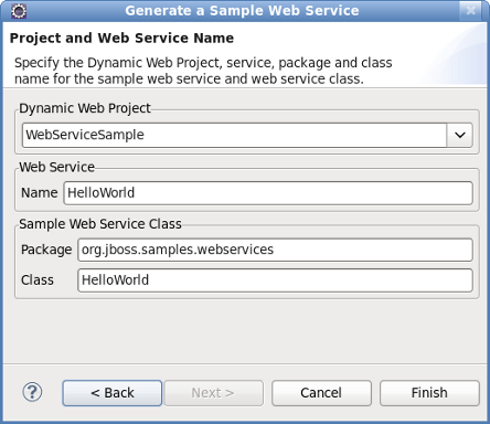 Sample Web Service wizard